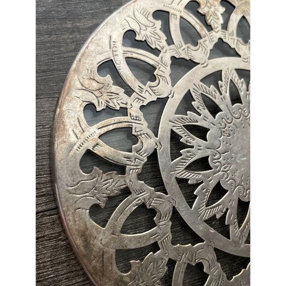 Vintage Raimond #254 Silverplate Glass Round Trivet Hot Plate 6" Diameter Spain - Picture 3 of 7